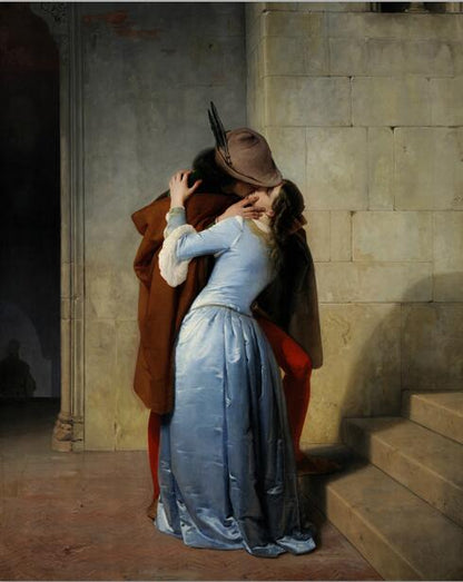 Francesco Hayez, The Kiss (Il Bacio) Poster Fine Art Canvas Print Wall Art Poster Famous Italian Romanticism Paintings For Modern Home Decor