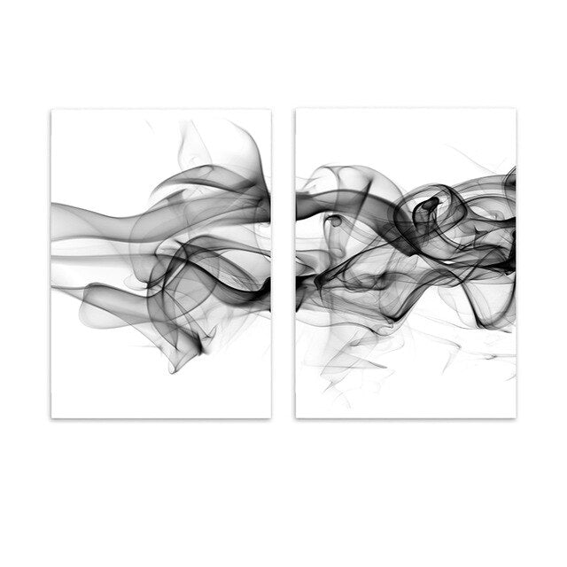 Stylish Abstract Black Vapor Trails Black And White Posters Fine Art Canvas Prints For Modern Office Decor Home Interior Wall Art Decoration