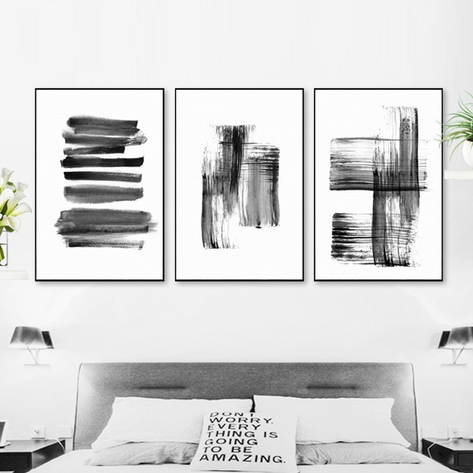 Minimalist Black & White Urban Abstract Wall Art Simple Nordic Style Modern Pictures Fine Art Canvas Prints For Living Room Bedroom Home Office Decor