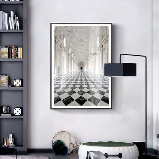 Elegant Interior Black And White Wall Art Poster Fine Art Canvas Print Architectural Style Pictures For Modern Home Office Interior Decoration