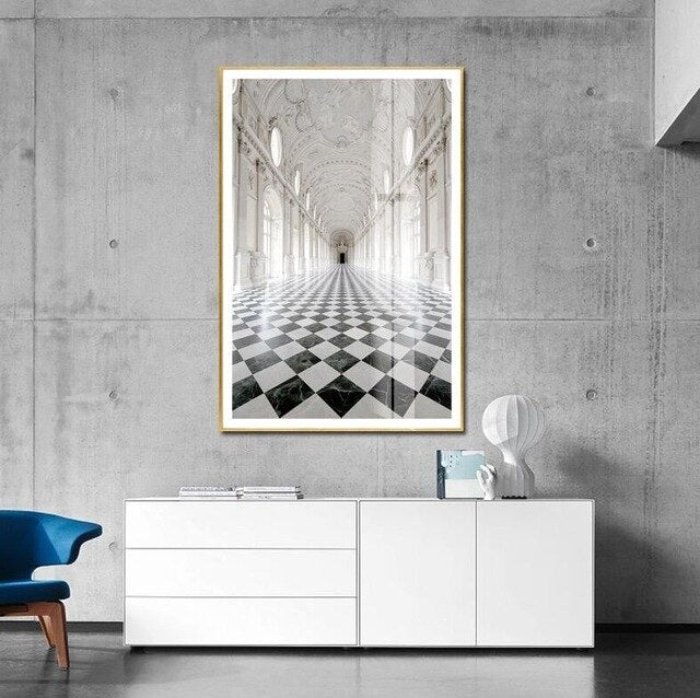 Elegant Interior Black And White Wall Art Poster Fine Art Canvas Print Architectural Style Pictures For Modern Home Office Interior Decoration