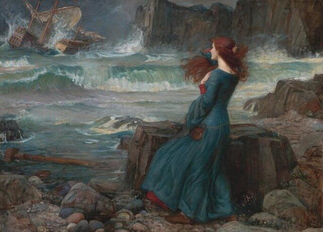 Famous Paintings Wall Art Miranda The Tempest By John William Waterhouse Fine Art Canvas Prints Classical Pictures For Living Room Dining Room Wall Art Decor