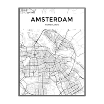 City Wall Map Art Posters Modern City Map Art Abstract Minimalist Black White Canvas Posters Prints Pictures for Modern Home Office Decoration