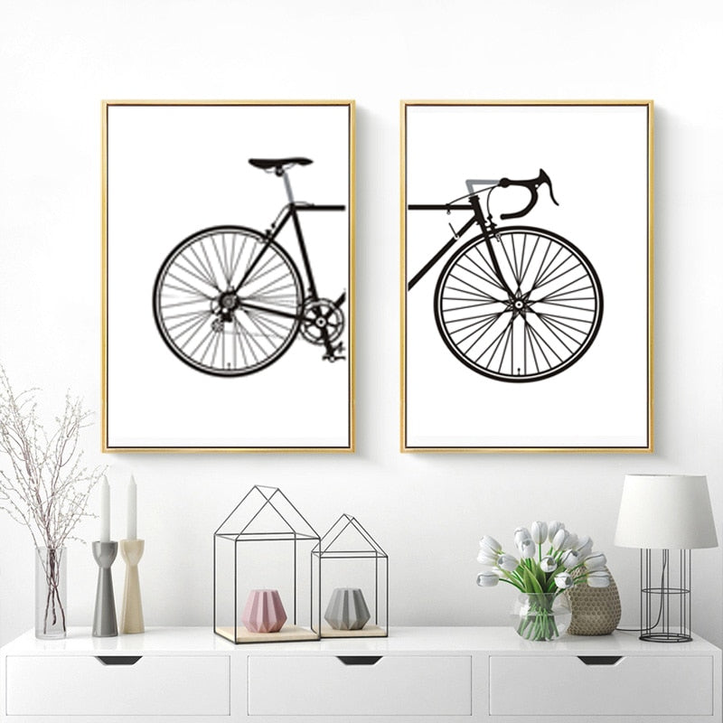 Abstract Minimalist Cycling Poster Wall Art Black and White Nordic Canvas Prints Paintings For Cyclists Pictures For Home Garage