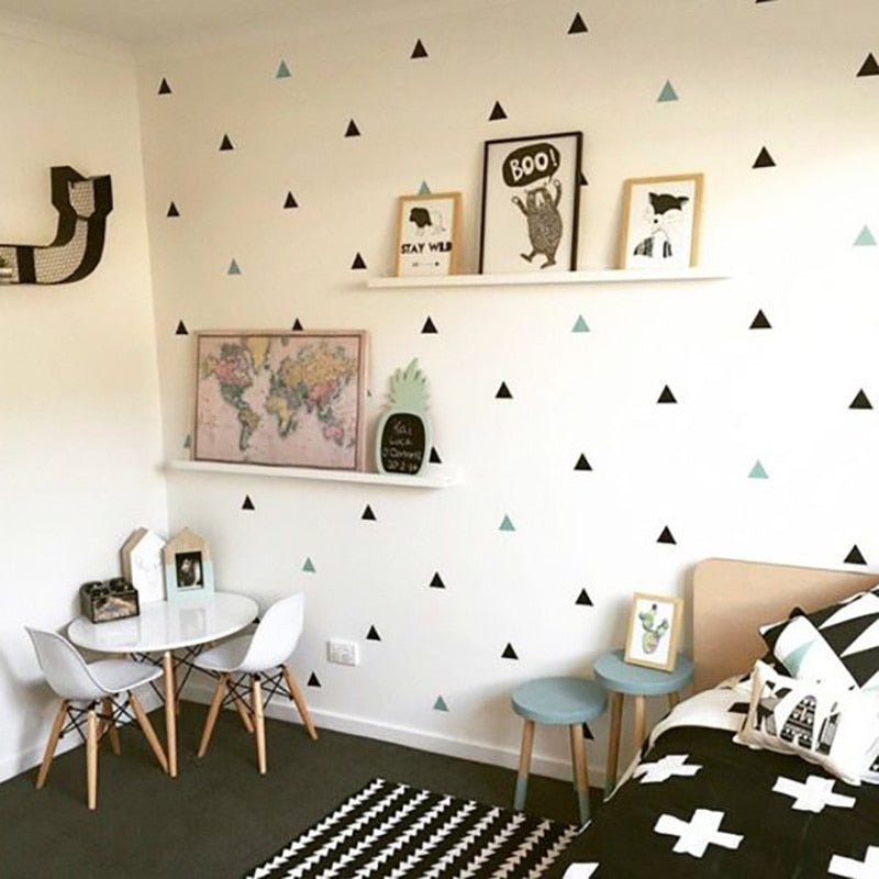 Little Triangles Wall Decals For Baby Boy's Room Removable Decorative Sticky Triangles Wall Stickers For Kid's Bedroom Nursery Wall Decor