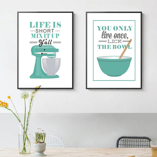 Life Is Short Mix It Up Kitchen Wall Art Posters Stylish Nordic Colorful Simple Canvas Prints For Kitchen Cafe and Modern Home Decor