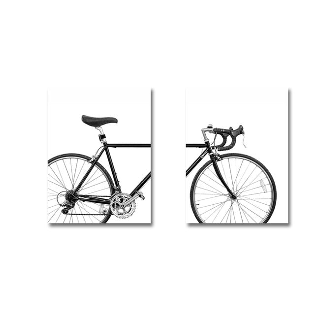 Black & White Racer Bike Bicycle Wall Art Posters Minimalist Cycle Pictures Fine Art Canvas Prints Nordic Style Pictures For Cycling Enthusiasts