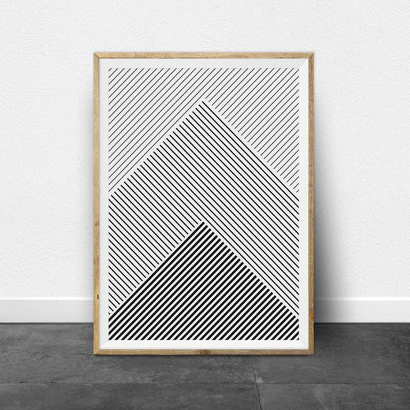 Modern Abstract Black And White Minimalist Geometric Line Art Fine Art Canvas Prints Nordic Style Wall Art For Office Or Home Interior Design