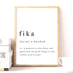 Definition of Fika Swedish Tradition Nordic Wall Art Minimalist Black White Fine Art Canvas Print Modern Pictures For Scandinavian Home Office Interior Decor