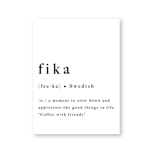 Definition of Fika Swedish Tradition Nordic Wall Art Minimalist Black White Fine Art Canvas Print Modern Pictures For Scandinavian Home Office Interior Decor