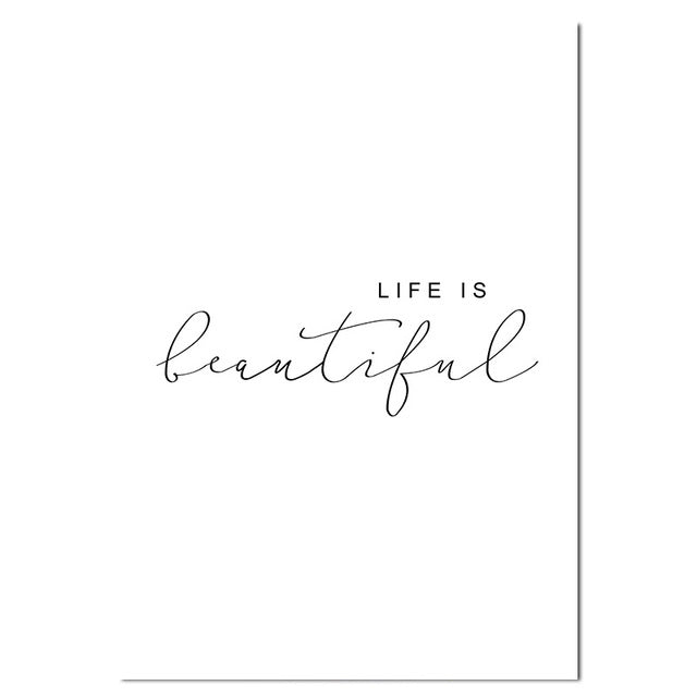 Life Is Beautiful Pink Abstract Wall Art Nordic Minimalist Quotation Fine Art Canvas Prints Modern Pictures For Living Room Bedroom Decor