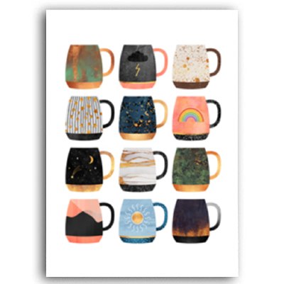 Delightful Colorful Coffee Mugs Kitchen Art Posters Coffee Quotations Fine Art Canvas Prints For Modern Kitchen Cafe Tearoom Modern Home Decor
