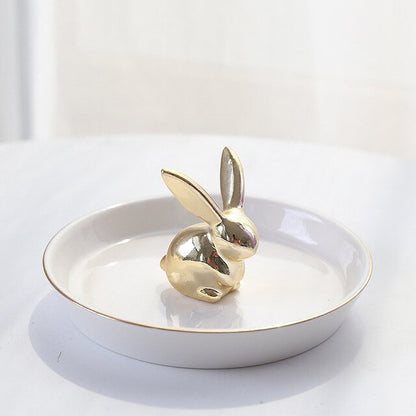 Nordic Style Porcelain Ceramic Plates Miniature Flamingo Pineapple Cactus Rabbit Deer Eiffel Tower Elephant Baby Jewelry Tray Decorative Ornaments