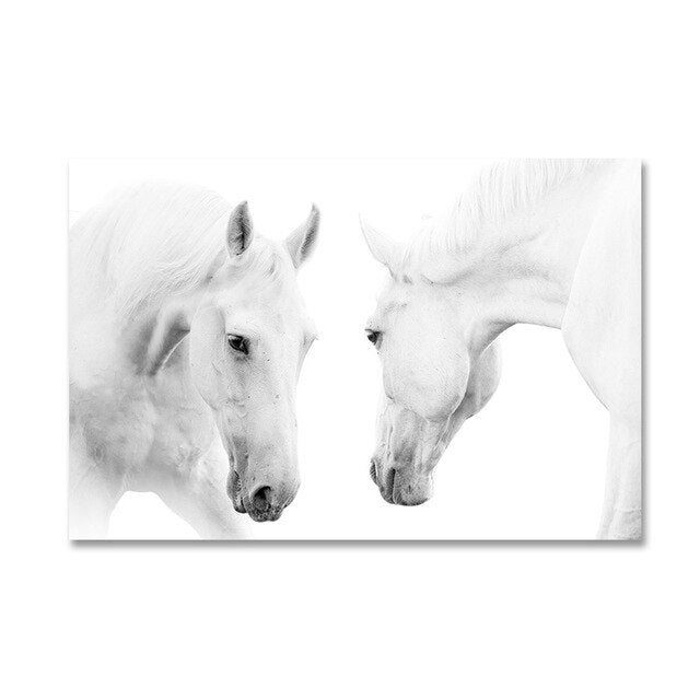 Beautiful White Horse Posters Modern Stylish Black White Nordic Canvas Prints Pictures For Modern Home Living Room Paintings Bedroom Decor