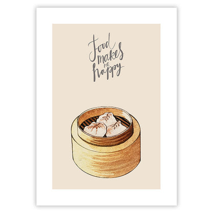 Eat Drink Enjoy Food Makes Me Happy Time For Tea Wall Art Kitchen Posters Fine Art Canvas Prints Colorful Restaurant Wall Decor