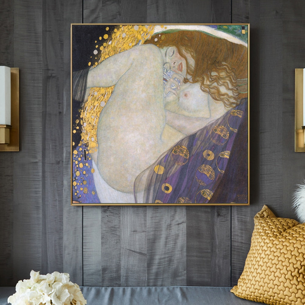Famous Artists Gustav Klimt Wall Art Portrait Of Danae Fine Art Canvas Giclee Print Classic Painting Quintessential Symbol Of Divine Love