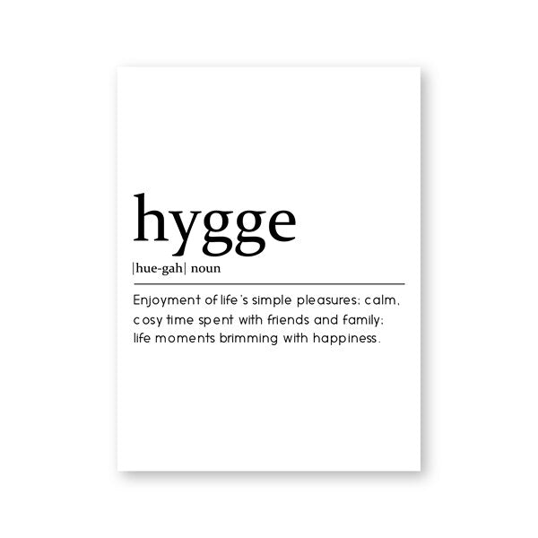 Hygge Definition Quote Canvas Painting Picture , Modern Minimalism Typography Monochrome Dictionary Poster Print Home Wall Decor