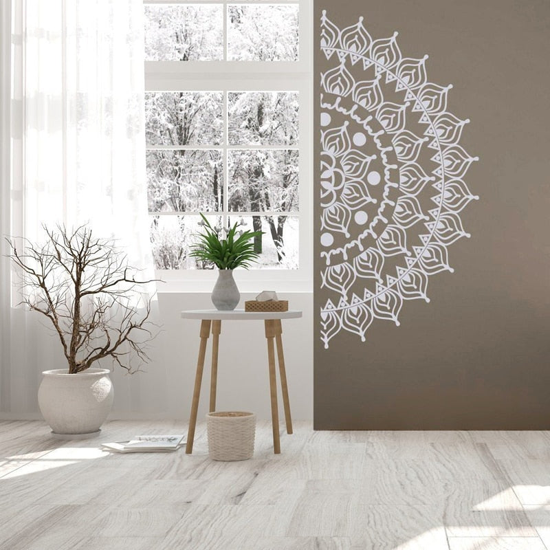 Mandala Wall Mural For Living Room Removable Self Adhesive Solid Color Vinyl Wall Pattern Decal For Bedroom Headboard Creative DIY Home Interior Decor